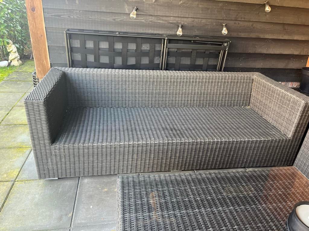 Loungeset met bank, tafel en 2 stoelen (incl. kussens), Ophalen, 4 zitplaatsen, Gebruikt, Loungeset