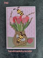 Nr. 740 Handgemaakte wenskaart tulpjes, Ophalen of Verzenden, Nieuw, Overige thema's