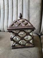 Brocante gietijzeren pot met glas..glas potje.., Ophalen of Verzenden