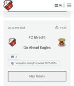 Fc utrecht go ahead eagles ticket cityside, Losse kaart, Eén persoon, Maart