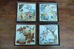 4 tegeltjes - met de 4 seizoenen - in nette houten lijstjes, Ophalen of Verzenden