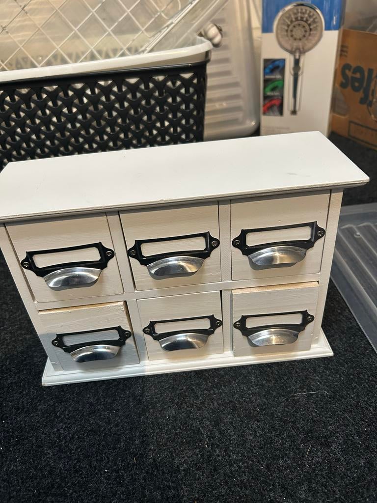 Mini houten ladekastje met 6 laden, Minder dan 50 cm, 5 laden of meer, Ophalen of Verzenden, Zo goed als nieuw