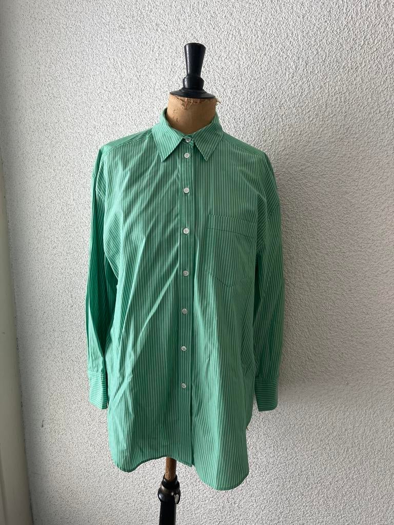 Groene Oversized Blouse Dunne Witte streep van ZARA, maat S, Kleding | Dames, Blouses en Tunieken, Maat 38/40 (M), Zara, Nieuw
