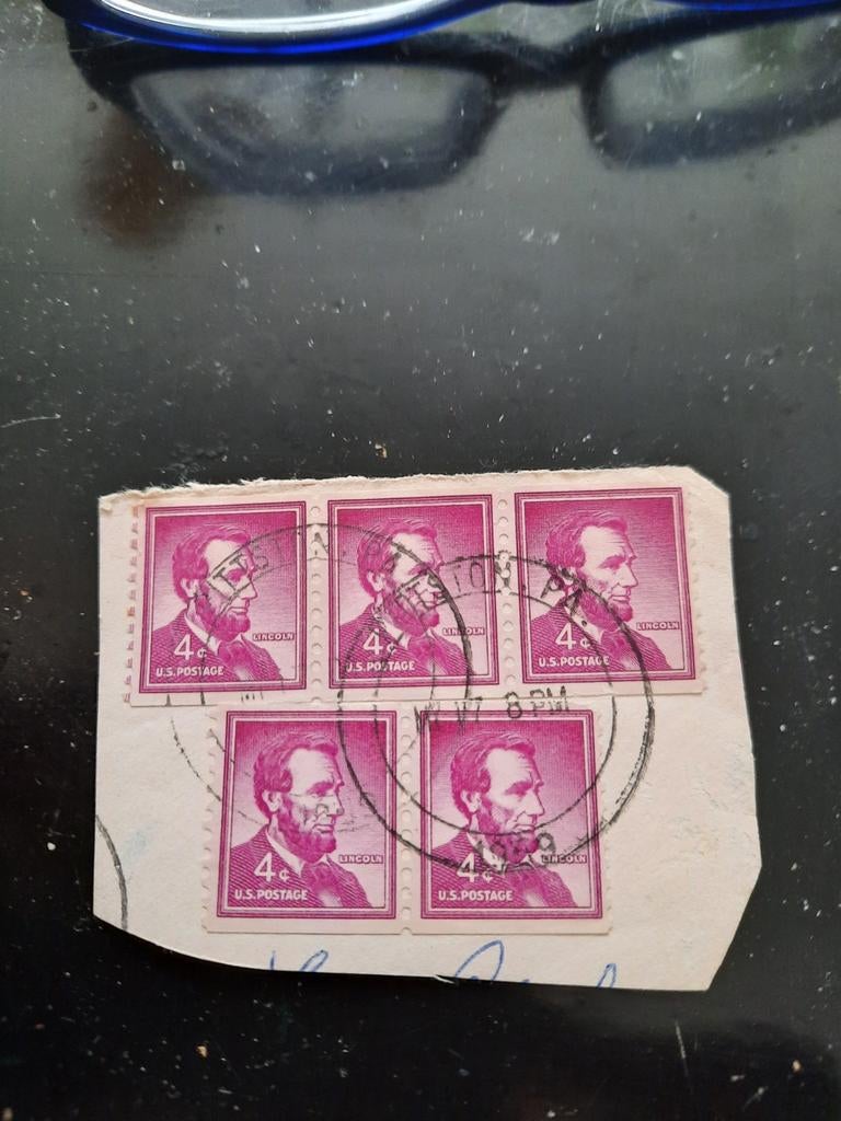 Zeldzame postzegel U.S. Postage 4c Lincoln, Postzegels en Munten, Postzegels | Amerika, Ophalen of Verzenden