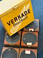 Vintage Verkade Beschuitblik ( mag los)met 4 Koekblikdeksels, Verzamelen, Ophalen of Verzenden, Gebruikt, Beschuit, Verkade