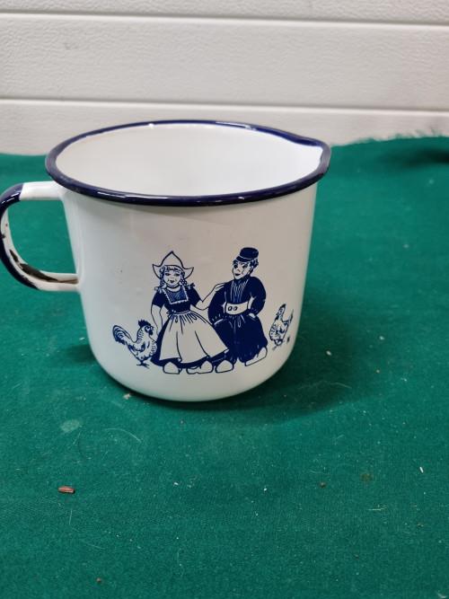 Melk pan koker emaille met afbeelding, Huis en Inrichting, Ophalen of Verzenden, 'T Olde Gre-j, Info@toldegrej.nl, Endepoelstraat 20f Didam