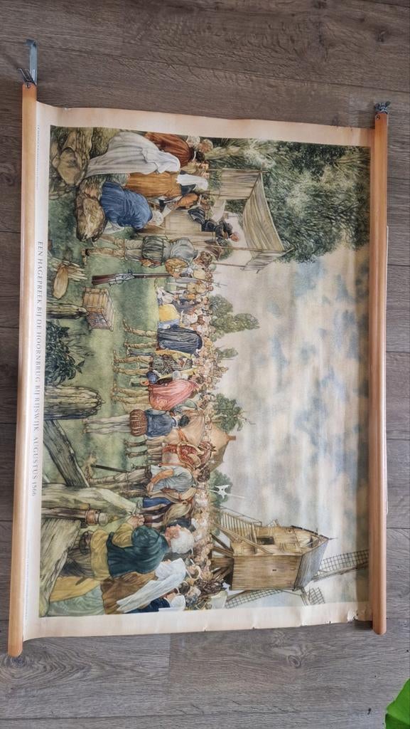 Antieke schoolplaat 'Een Hagepreek bij de Hoornbrug', Ophalen of Verzenden