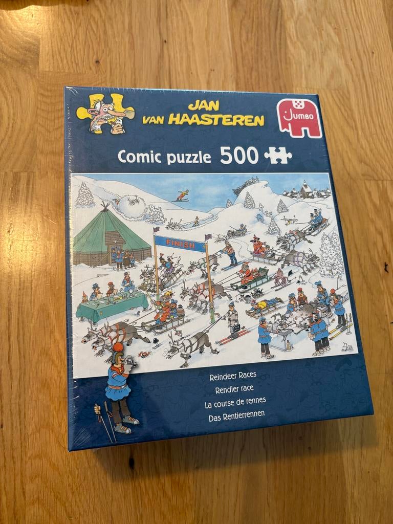 Jan van Haasteren Rendier Race Puzzel 500 stukjes, Ophalen of Verzenden, 500 t/m 1500 stukjes, Zo goed als nieuw, Legpuzzel