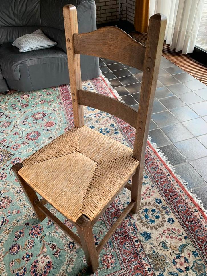 Vintage Rieten Stoel - Landelijke Stijl, Huis en Inrichting, Stoelen, Gebruikt, Eén, Hout, Bruin, Ophalen