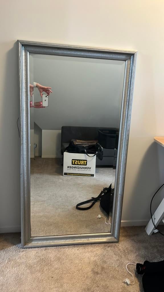 Spiegel met klassieke lijst, Ophalen, Gebruikt, 100 tot 150 cm, Rechthoekig