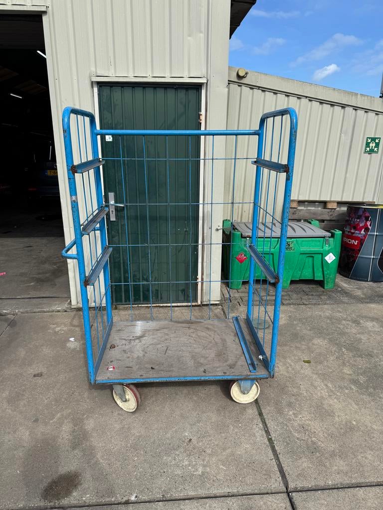 Blauwe transportkar, Doe-het-zelf en Verbouw, Transportwagens, 100 liter of meer, Ophalen, Gebruikt, Transportkar