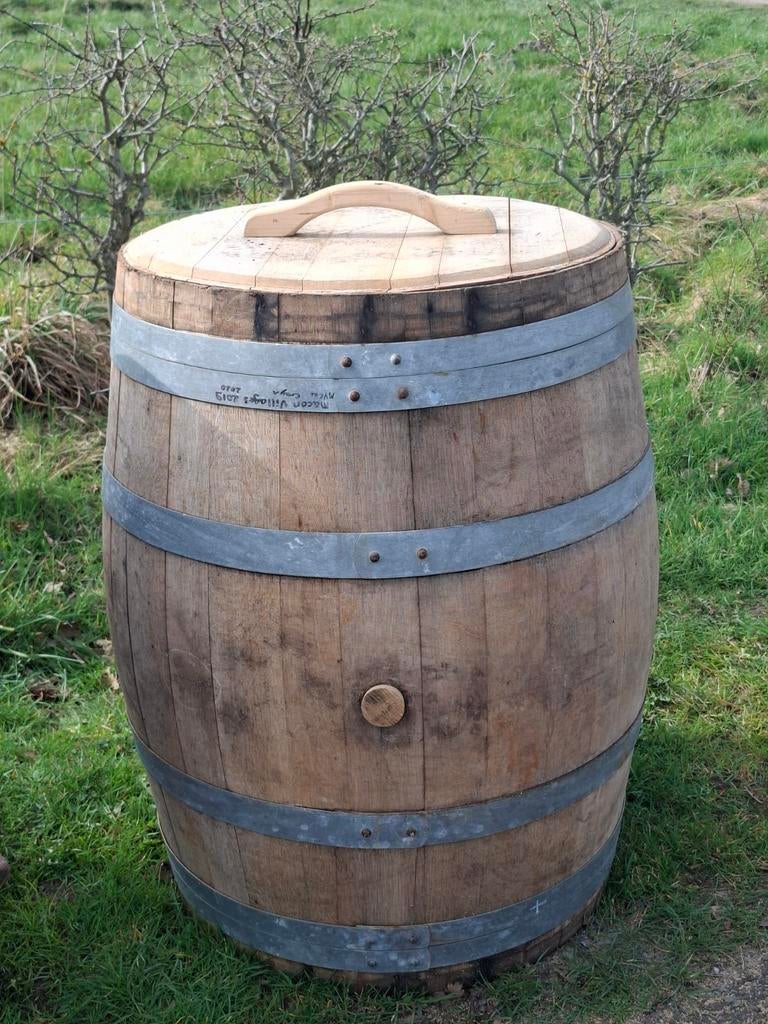 Eiken Wijnvaten en Whiskeyvaten - Regenton & Plantenbak, Tuin en Terras, Bloembakken en Plantenbakken, Gebruikt, Hout, Tuin, 60 cm of meer