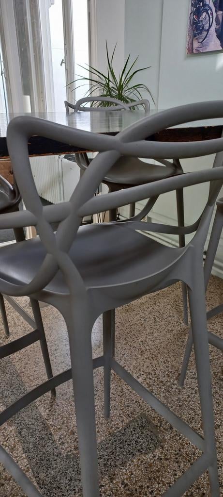 Kartell Masters Stool - Grijze barkrukken ( 8 stuks), Huis en Inrichting, Barkrukken, Ophalen, Kunststof, 60 tot 90 cm, Zo goed als nieuw