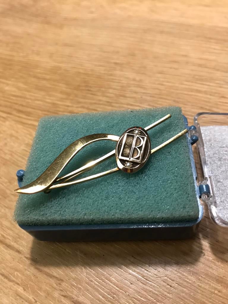 Goudkleurige broche, Ophalen of Verzenden, Gebruikt, Goud