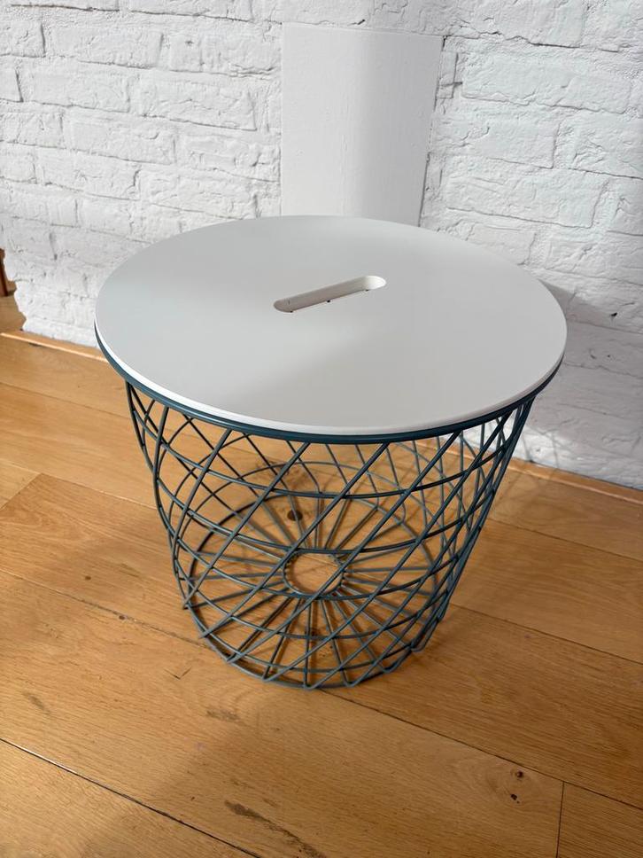 IKEA KVISTBRO opbergtafel - Grijs/Wit, Huis en Inrichting, Tafels | Bijzettafels, Zo goed als nieuw, Rond, Minder dan 45 cm, Minder dan 55 cm