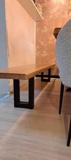 Massief houten eiken eetbank , met stalen poten (250x40), Huis en Inrichting, Tafels | Eettafels, Ophalen, Eikenhout, Minder dan 50 cm
