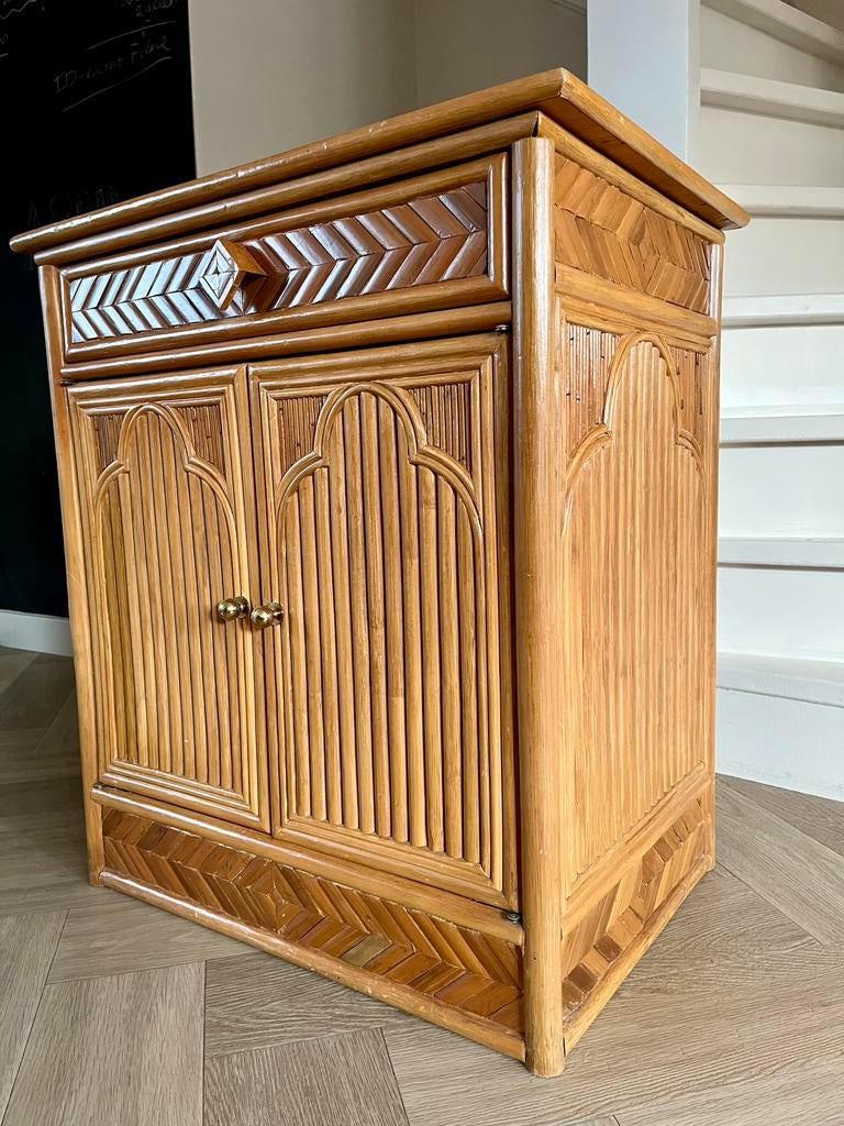 Vintage kast dressoir boho bamboe rattan, Ophalen of Verzenden, Zo goed als nieuw, 25 tot 50 cm, 50 tot 100 cm