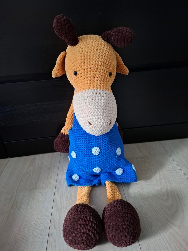 Gehaakte giraf knuffel, Overige typen, Ophalen of Verzenden, Zo goed als nieuw, Middelgroot (20 tot 80 cm)