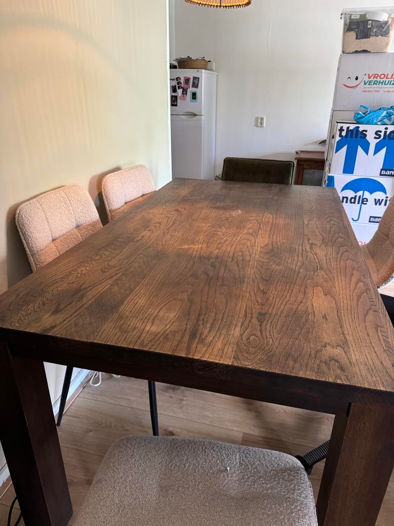 Massief houten eettafel 160x90cm, Huis en Inrichting, Tafels | Eettafels, Ophalen, Gebruikt, 50 tot 100 cm, 150 tot 200 cm