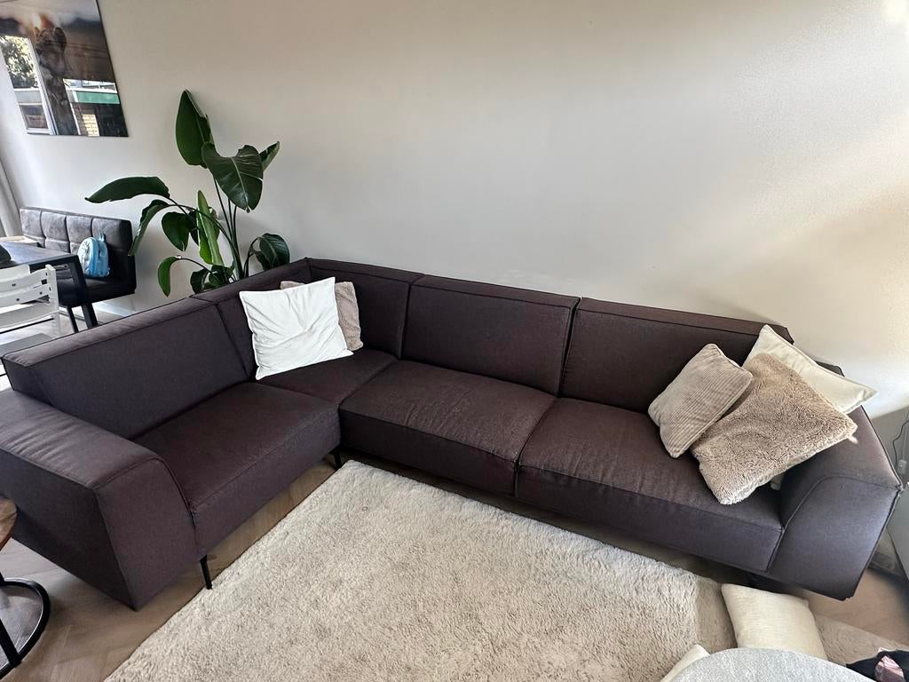 Donkerbruine hoekbank, Ophalen, Gebruikt, Hoekbank, 300 cm of meer