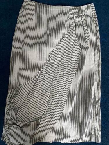 Scarva rok blauw/offwhite maat 42, Kleding | Dames, Rokken, Zo goed als nieuw, Maat 42/44 (L), Overige kleuren, Onder de knie