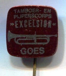Tamboer en Pijperscorps EXCELSIOR Goes blik speldje( V_122 ), Verzenden, Zo goed als nieuw, Merk, Speldje of Pin