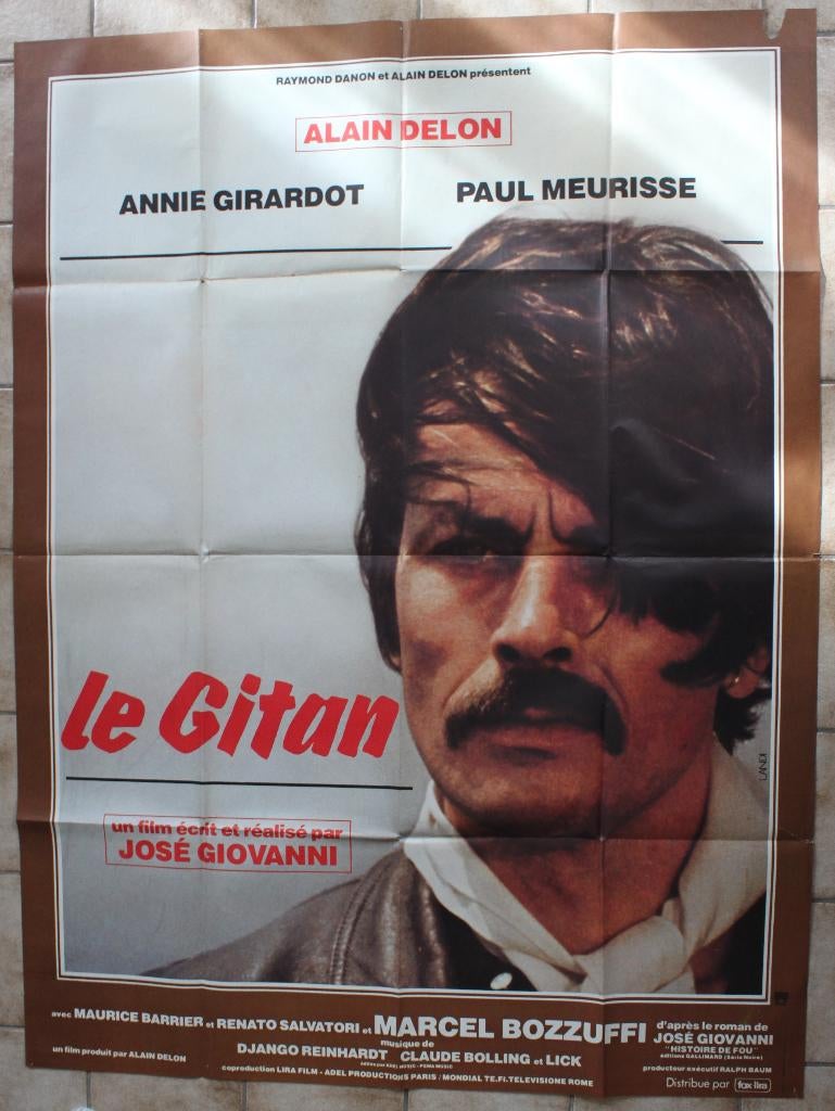 filmaffiche Alain Delon Le gitan 1975 Franse filmposter XL, Rechthoekig Staand, Deurposter of groter, Ophalen of Verzenden, Zo goed als nieuw