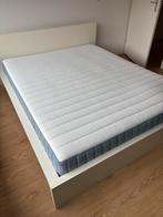 IKEA Malm bed 160x200 met Valevag matras en lattenbodems, Ophalen, Gebruikt, Wit, Tweepersoons