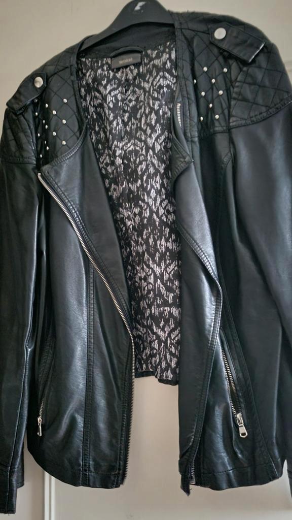 Jessica biker jas maat 44, Kleding | Dames, Jassen | Zomer, Zo goed als nieuw, Maat 42/44 (L), Zwart, Ophalen of Verzenden