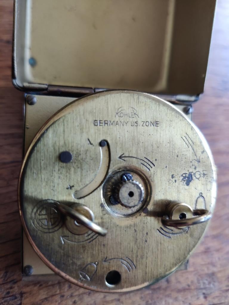 Wekker van Köhler made in US zone in dobbelsteen, Antiek en Kunst, Ophalen of Verzenden