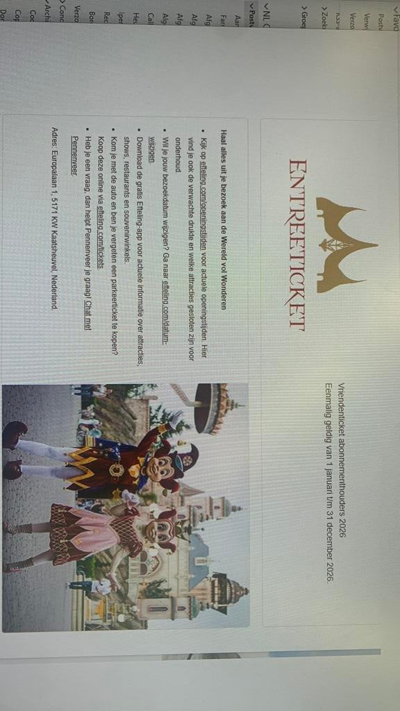 1 ticket voor de Efteling, Boeken, Eén stripboek, Ophalen of Verzenden, Zo goed als nieuw