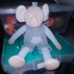 Evora beige blauwe olifanten knuffel., Ophalen of Verzenden, Zo goed als nieuw, Olifant