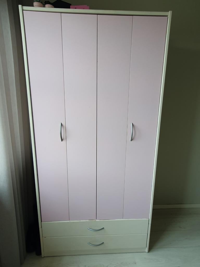 Kledingkast met roze deuren en lades, Ophalen of Verzenden, Gebruikt, 50 tot 75 cm, 150 tot 200 cm