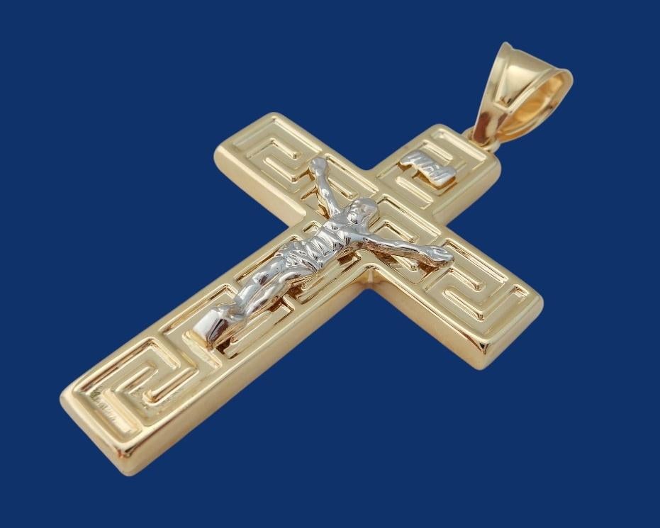 Groot 14 karaat Gouden Kruis Kettinghanger, Sieraden, Tassen en Uiterlijk, Kettinghangers, Jw, Verzenden, Nieuw, Kruis of Symbool