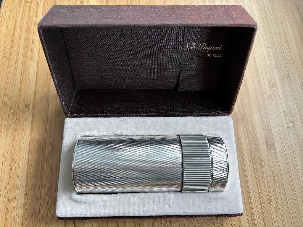 Luxe verzilverde St. Dupont tafelaansteker, Verzamelen, Rookartikelen, Aanstekers en Luciferdoosjes, Zo goed als nieuw, Aansteker