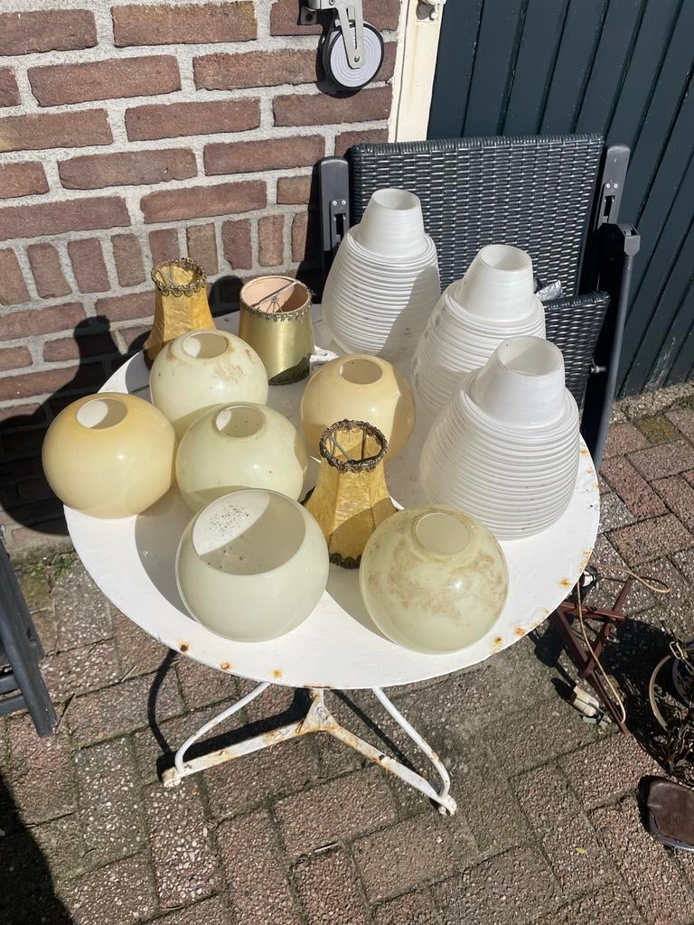 Diverse Oude Lampenkapjes - Vintage Stijl, Ophalen, Gebruikt, Wit, Rond