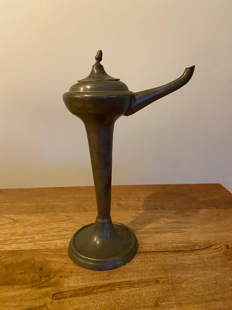 Vintage snotneus olielamp, Antiek en Kunst, Antiek | Tin, Verzenden