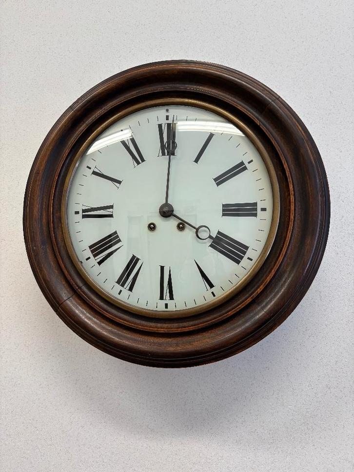 Grote antieke Schoolklok, diameter 47 cm, Antiek en Kunst, Antiek | Klokken, Ophalen