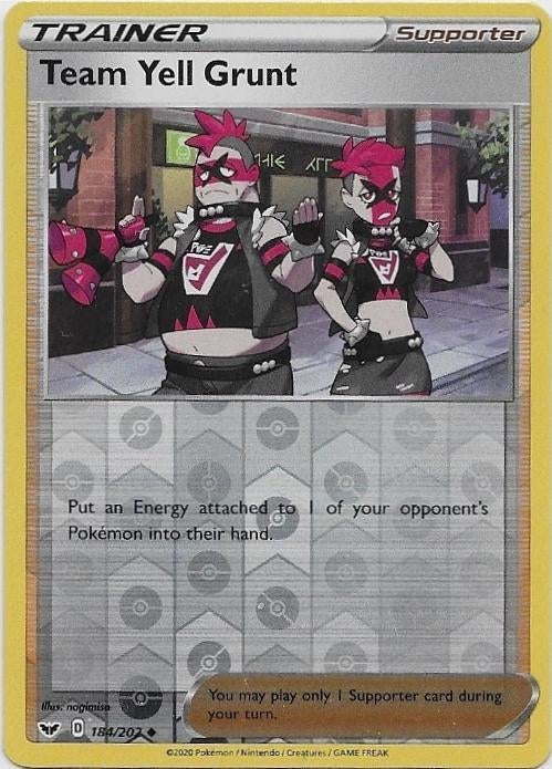 Sword & Shield,  Team Yell Grunt [reverse] 184/202, Ophalen of Verzenden, Nieuw, Losse kaart