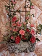 KUNSTBLOEMEN ROZEN IN POT ROZENBOOG EN WELCOME TO MY GARDEN, Ophalen, Gebruikt, Binnen