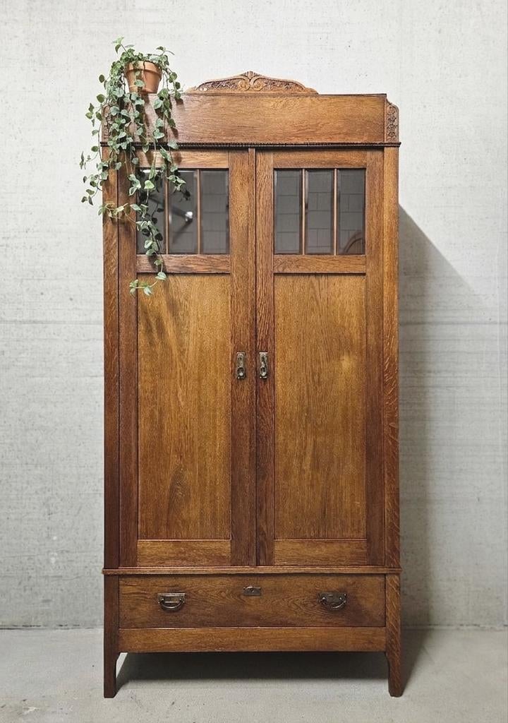 Antieke brocante Art Deco meidenkast vintage linnenkast kast, Ophalen of Verzenden