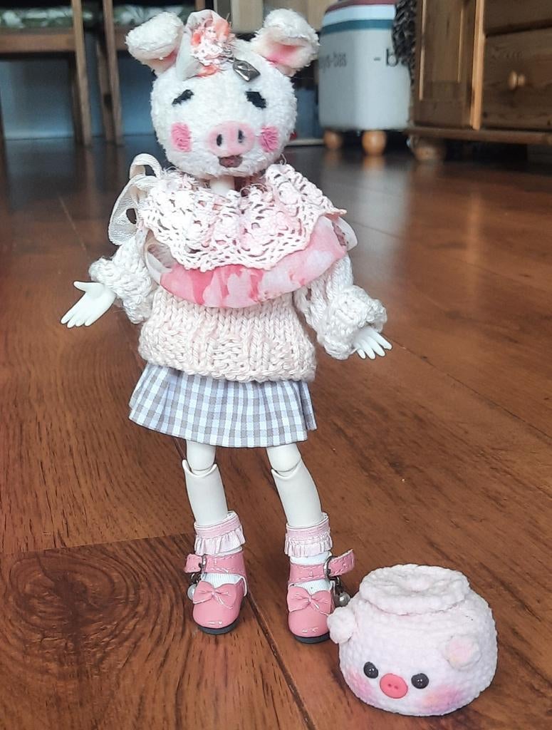Ooak custom made biggetje bjd , fullset, uniek, Verzamelen, Poppen, Ophalen of Verzenden, Nieuw, Pop