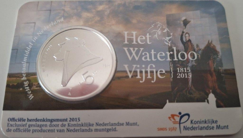 Coincard 2015 - Het Waterloo Vijfje - UNC, Verzenden, Overige landen, 5 euro, Setje