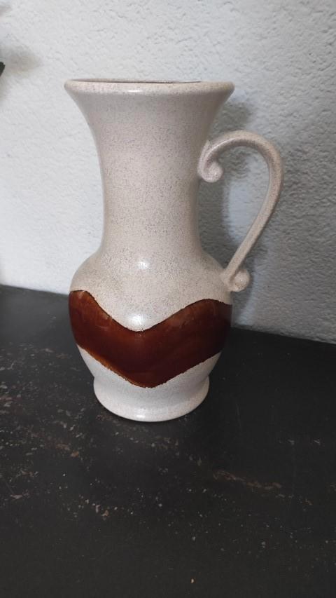 Vintage vaas West Germany cremewit bruin 483-24, Huis en Inrichting, Woonaccessoires | Vazen, Zo goed als nieuw, Overige kleuren