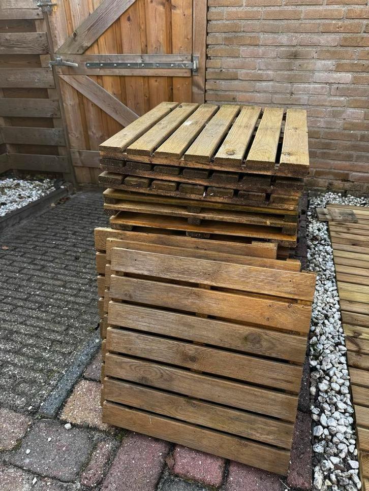 Vlonderplaten 50x50 cm - Houten Terrastegels, Tuin en Terras, Terrasdelen en Vlonders, Gebruikt, Hout, Ophalen