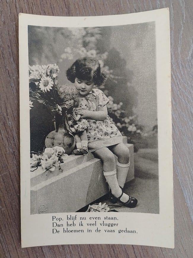 Nostalgische kinder ansichtkaart, zeer oud met gedicht, Verzamelen, Ophalen of Verzenden, Voor 1940, Zo goed als nieuw, Kind