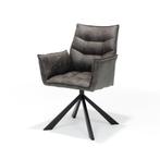Eetkamerstoel 'Stan' antraciet Cowboy stof, 360 draaibaar!, Nieuw, Ophalen of Verzenden, Stof, Vijf, Zes of meer stoelen