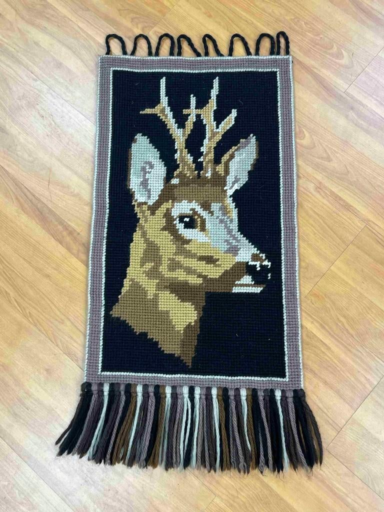 Vintage retro wandkleed met hert 68/40 cm