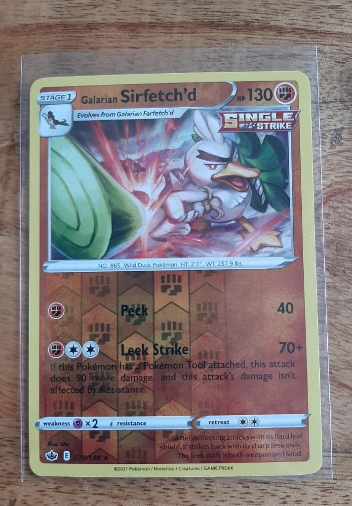 Galarian Sirfetch'd #79, Reverse Holo Pokemon Chilling Reign, Ophalen of Verzenden, Nieuw, Losse kaart