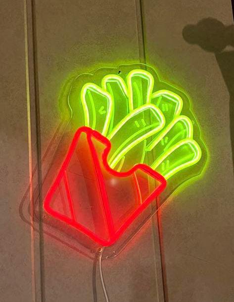 Neon led reclame bord friet patat snackbar foodtruck, Ophalen of Verzenden, Nieuw